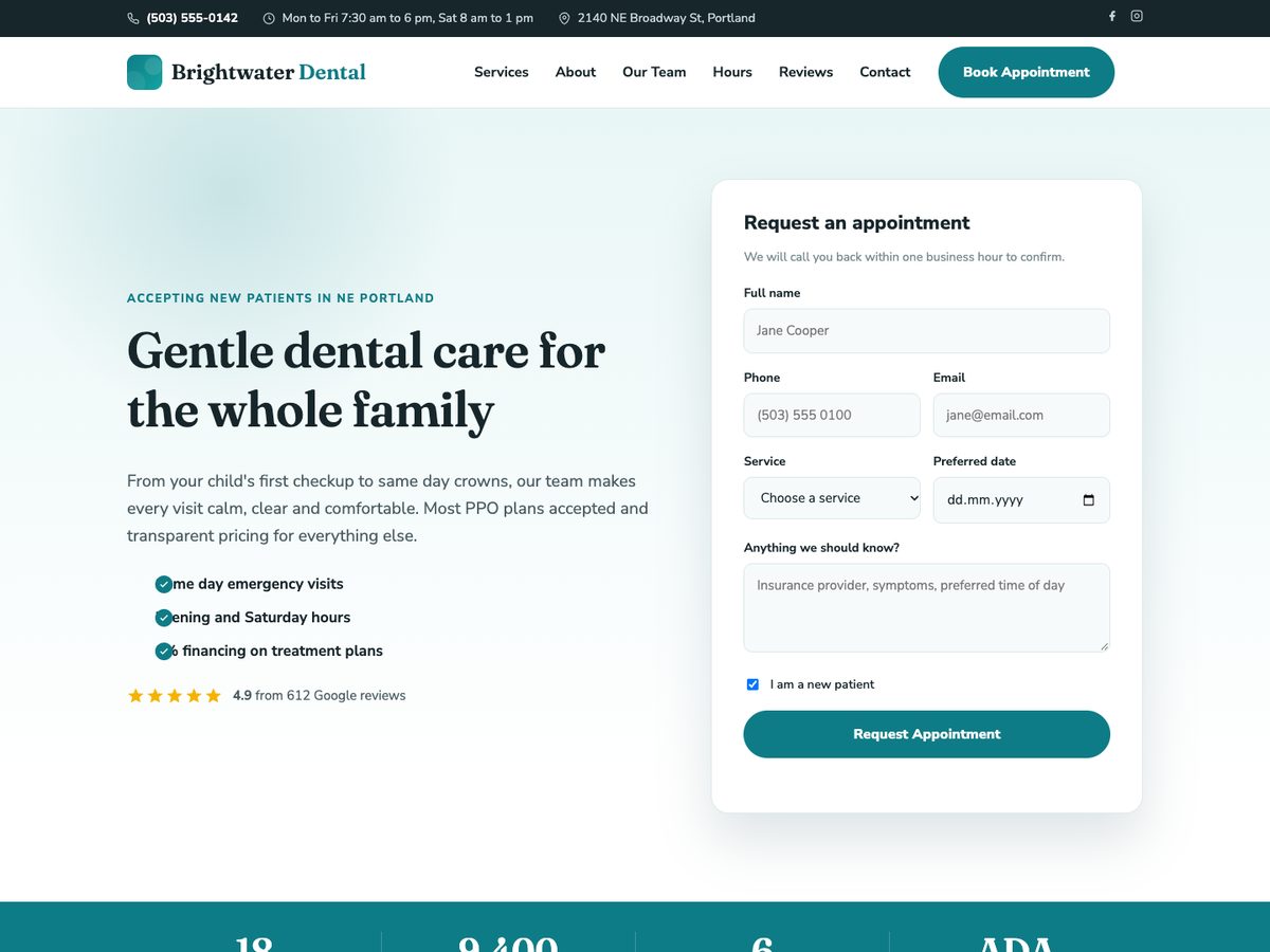 The same page rebuilt in Elementor